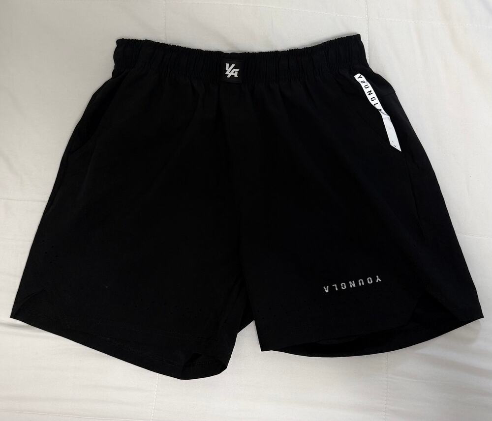 YoungLA Black Athletic Shorts Mens Medium Gym Running